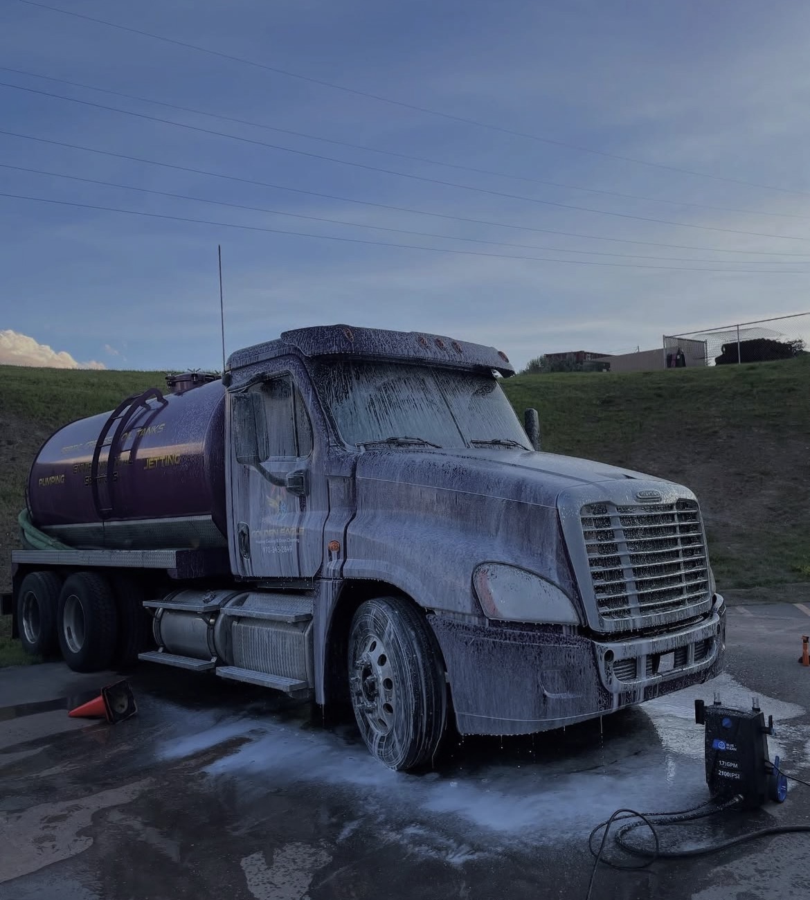Foam hand wash on truck